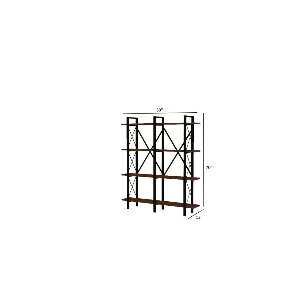 5 Tier Metal Frame Wood Bookcase J575