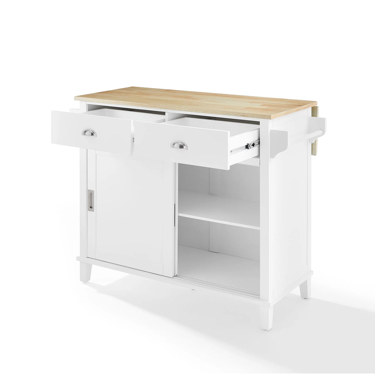 Drop Leaf Kitchen Island White Natural I285