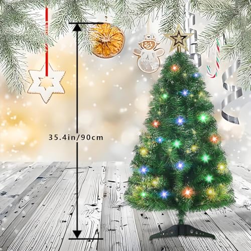24" Tabletop Artificial Christmas Tree with Ornaments & LED String Lights Q56503