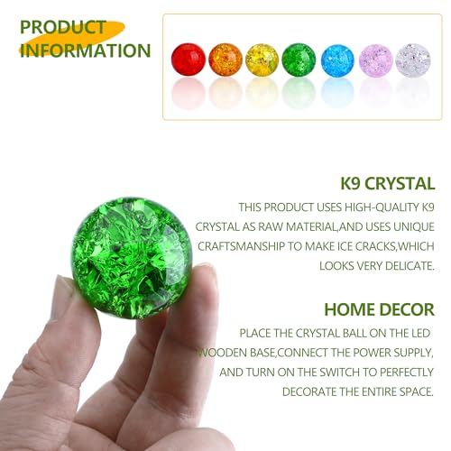 Set of 7 Crystal Balls with LED Wooden Stand N103