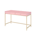 47" Pink And Gold Writing Desk With Two Drawers N860