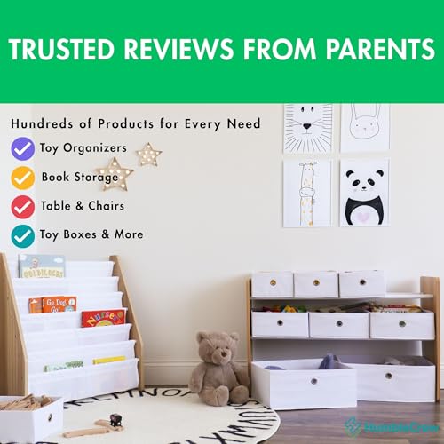 Natural White Toy Storage Organizer with 9 Removable Fabric Bins I346739