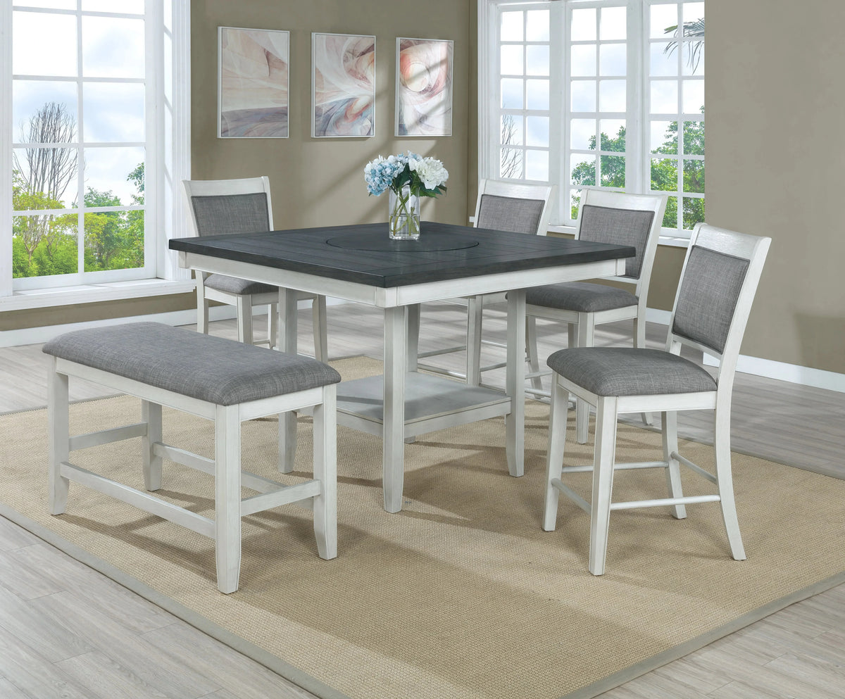 White & Gray Linen Counter Height Bar Stool I757