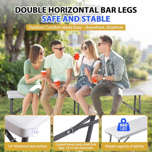 White 6ft Plastic Folding Bench Y851