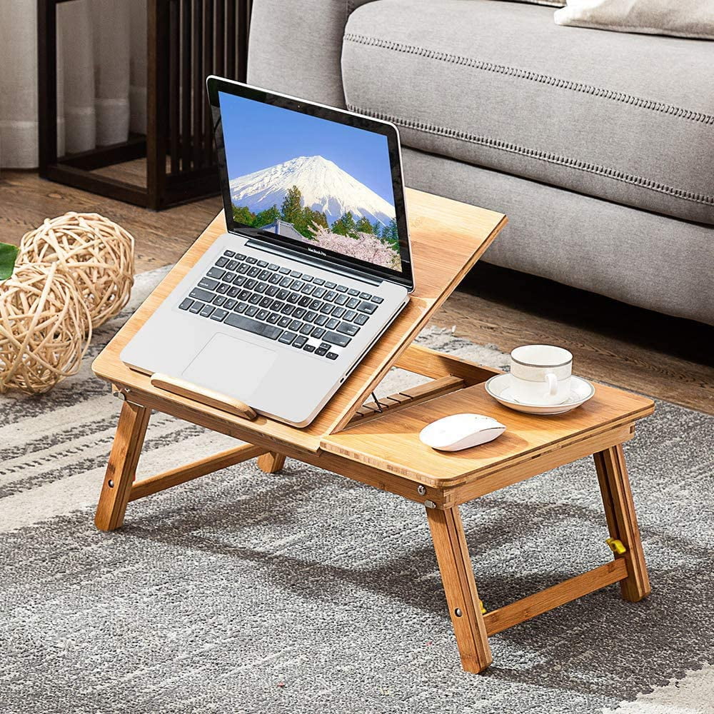 Bamboo Laptop Desk Table with Cooling Fan and Drawer M752