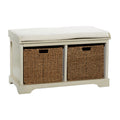 White Wood Storage Bench with Cushion Seat Y79002