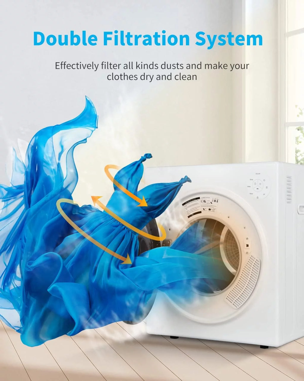 White 13lbs Portable Clothes Dryer with Stainless Steel Tub Q1676
