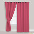 Hot Pink Faux Suede Grommet Curtain Panel Set 54x84 W227