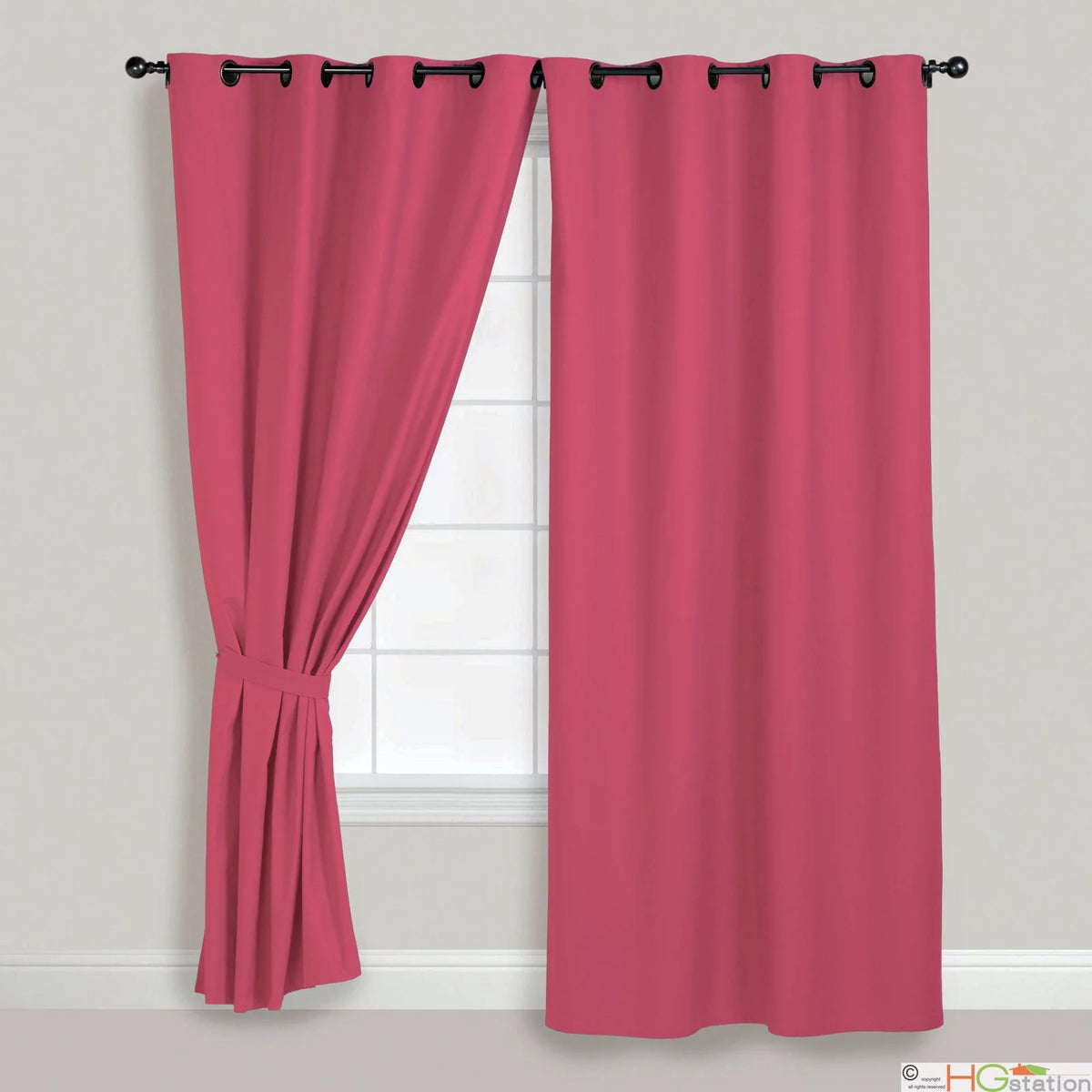 Hot Pink Faux Suede Grommet Curtain Panel Set 54x84 W227