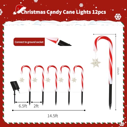 Solar Christmas Candy Cane Lights N955096