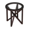 Round Tempered Glass Coffee Table with Solid Wood Base O21116