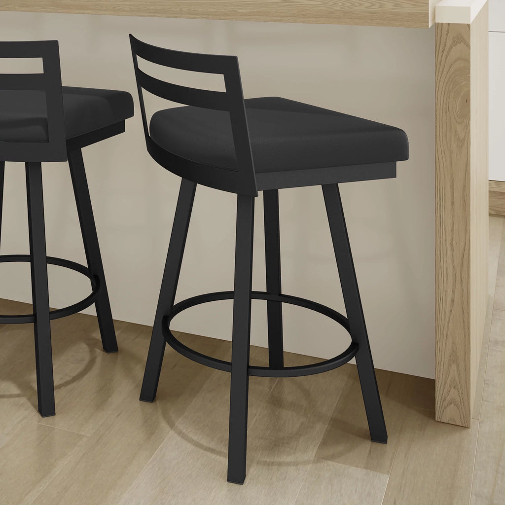 30 In. Swivel Bar Stool Black Faux Leather X2697