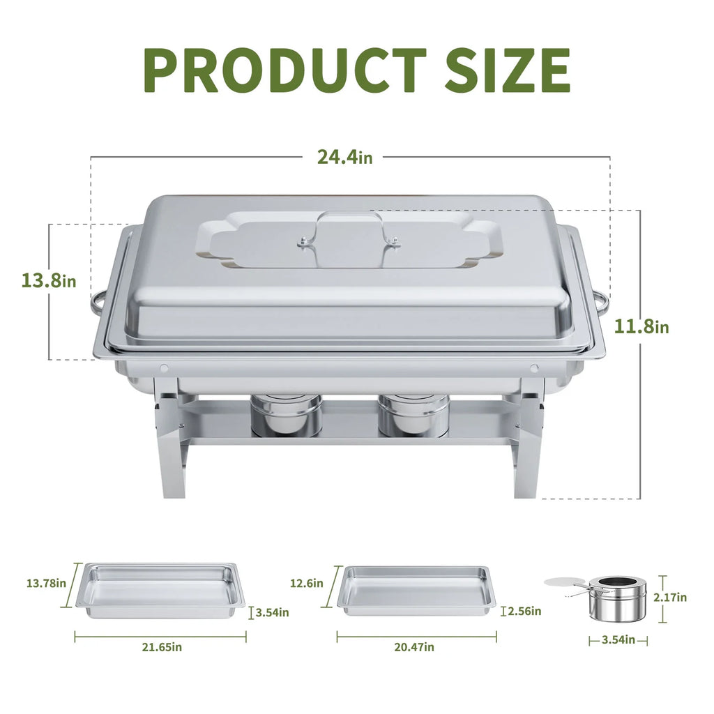 2 Pack 8QT Stainless Steel Chafing Dish Buffet Set H980