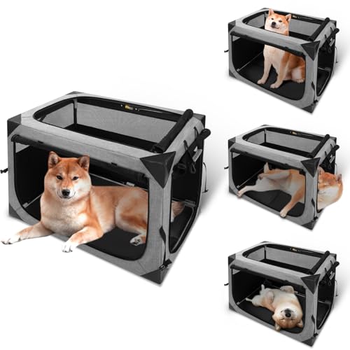 36x25x25 Inch Grey Foldable Dog Crate with 3-Door Z54311