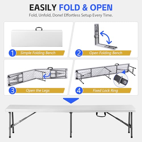 White 6ft Plastic Folding Bench Y851