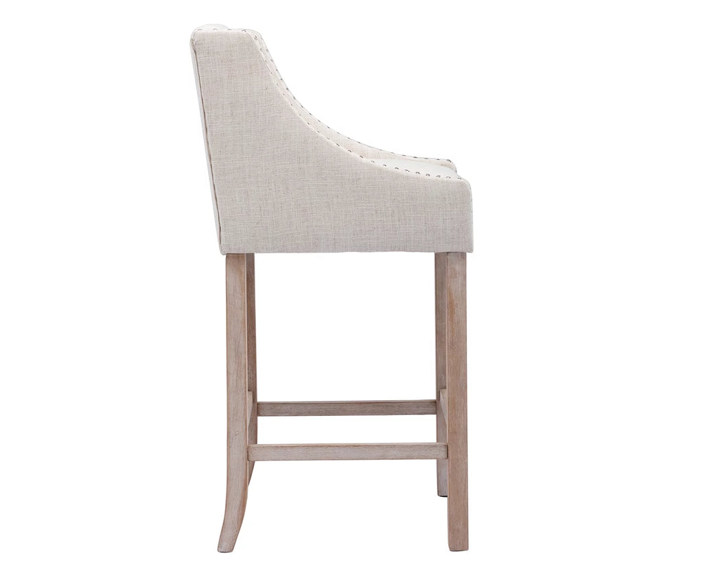 30" Beige Linen Tufted Bar Stools Set of 2 X9118