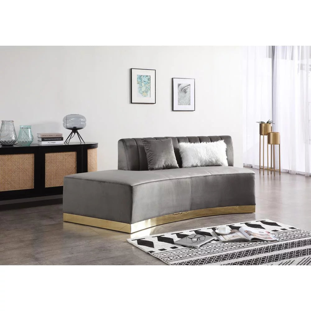 Dark Gray Velvet Curved Sofa A2703