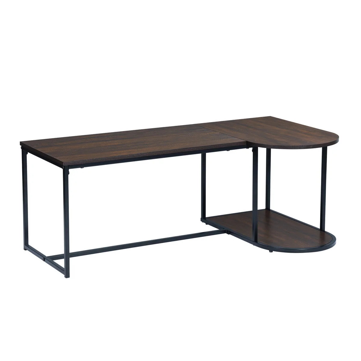 47.2'' Rectangular Wood Grain Top Coffee Table with Metal Frame Z57552
