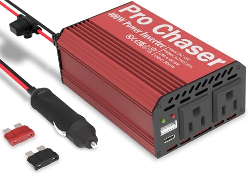 400W Vehicle Power Inverter, 12V DC to 110V AC, Dual AC Outlets, USB-A & USB-C Ports R3274