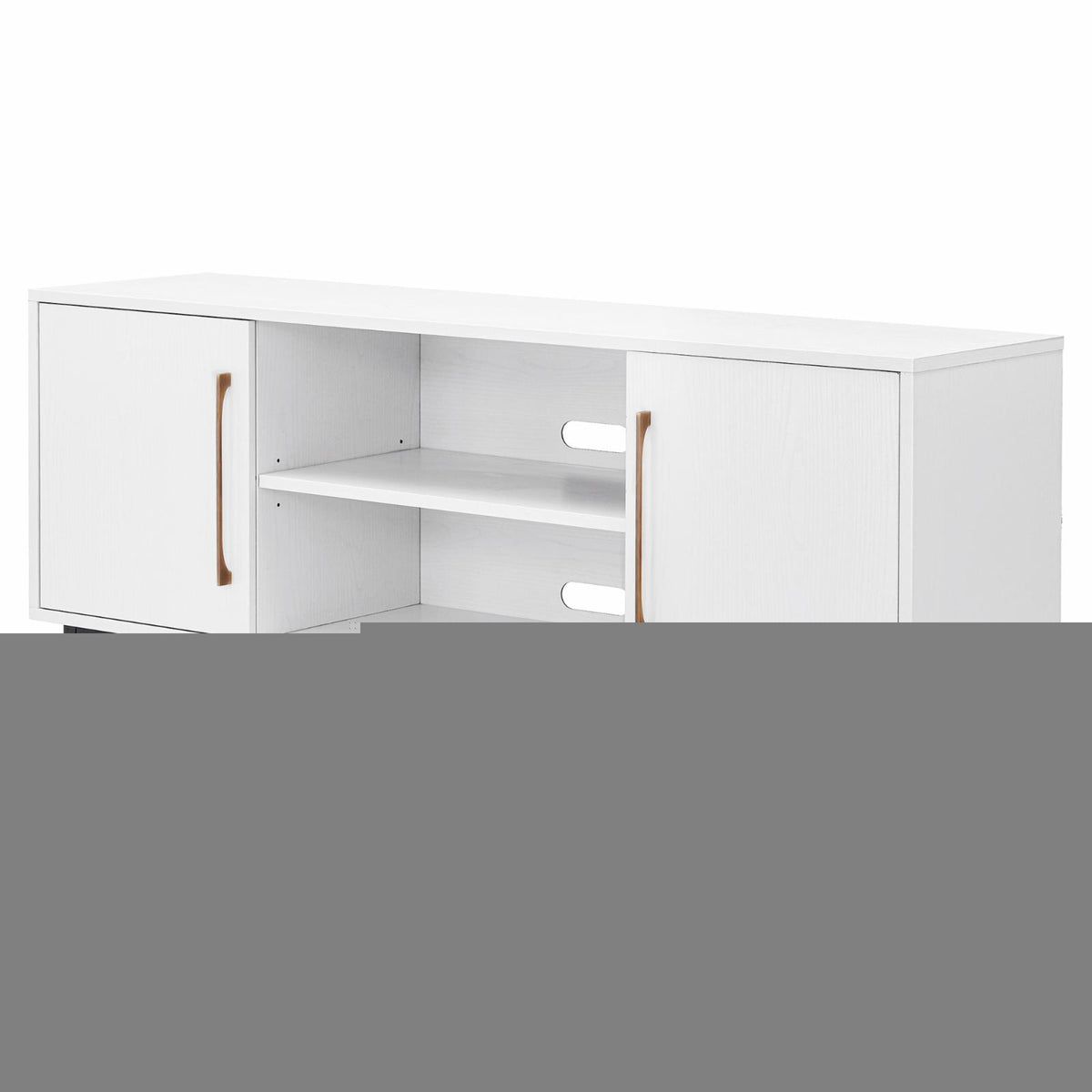 White Antiqued Gray Oak Rectangular TV Stand N641