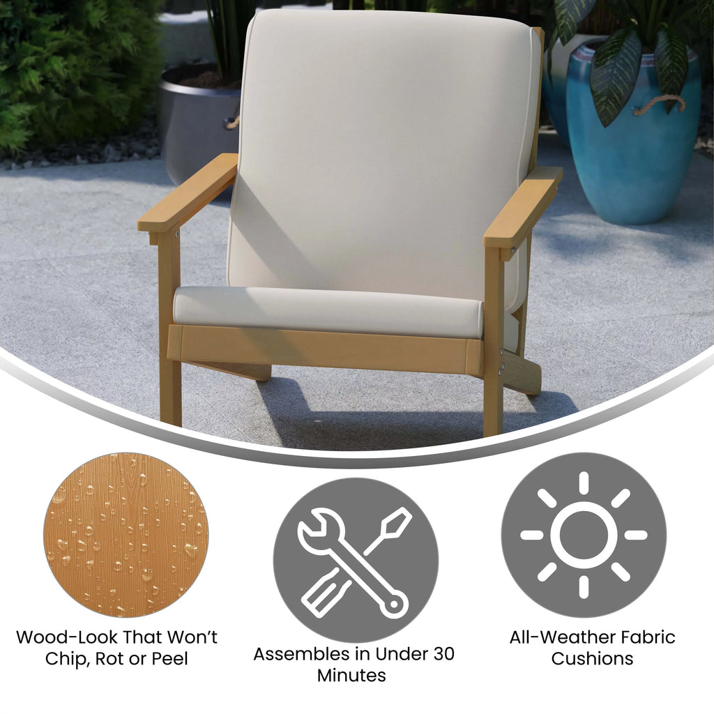 All-Weather Polyresin Adirondack Club Chair with Cushions B419021