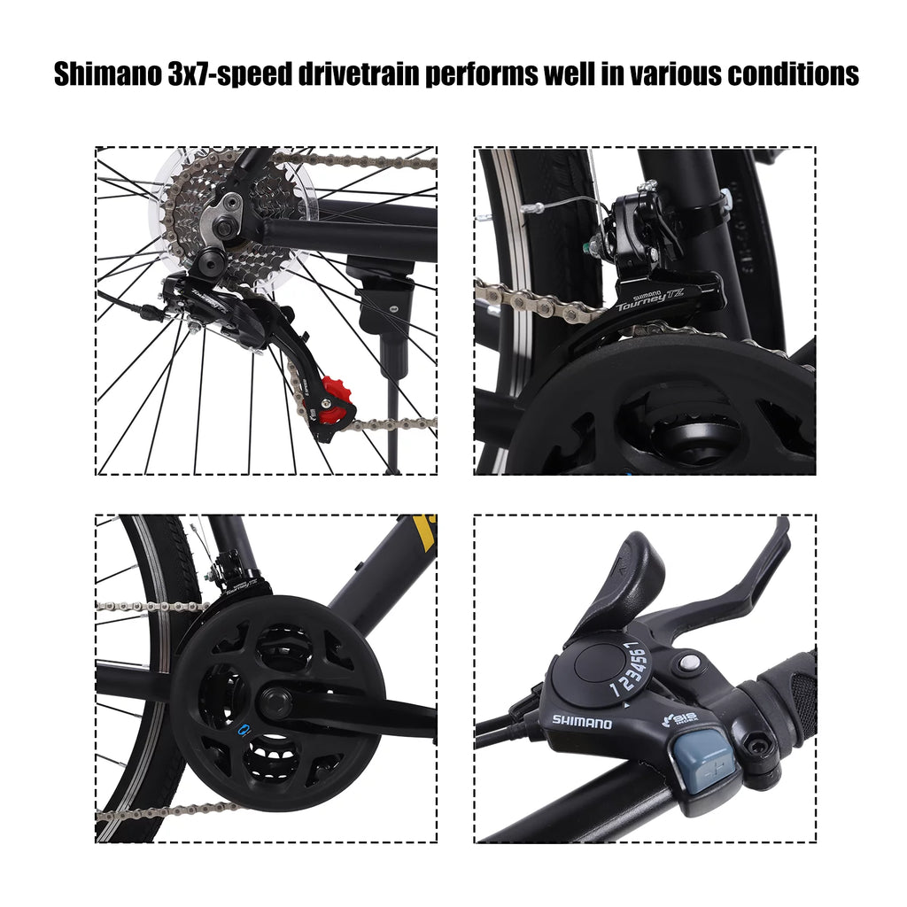 21 Speed 700C Wheels Aluminum Frame Road Bike D707