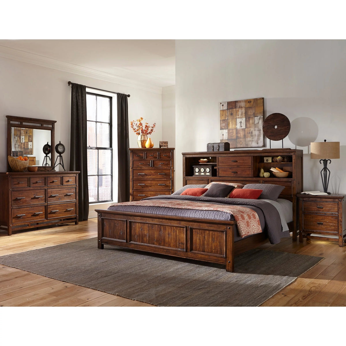 Brown 6-Drawer Wood Chest Q8064