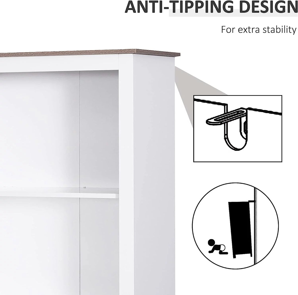 White 3-Tier Double Door Storage Cabinet Y9090