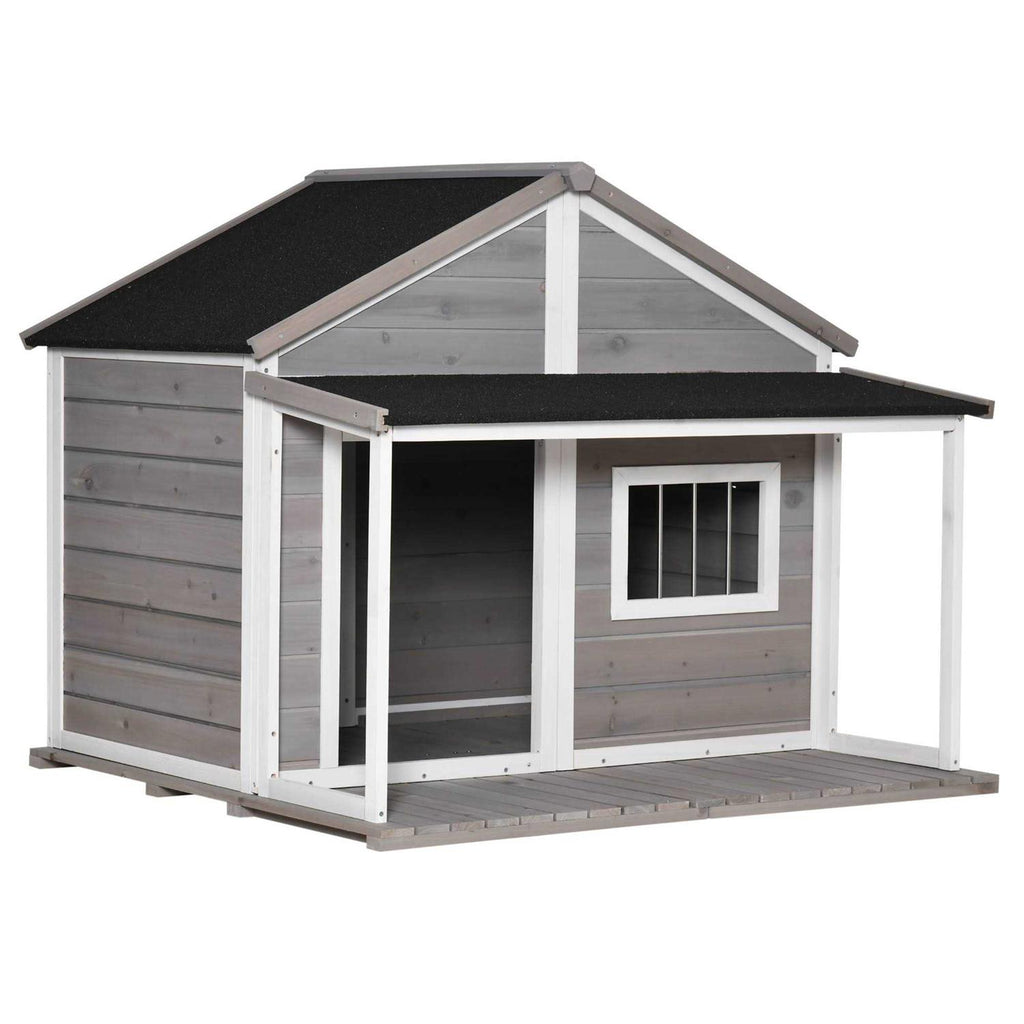 Wooden Raised Dog House with Asphalt Roof V686021