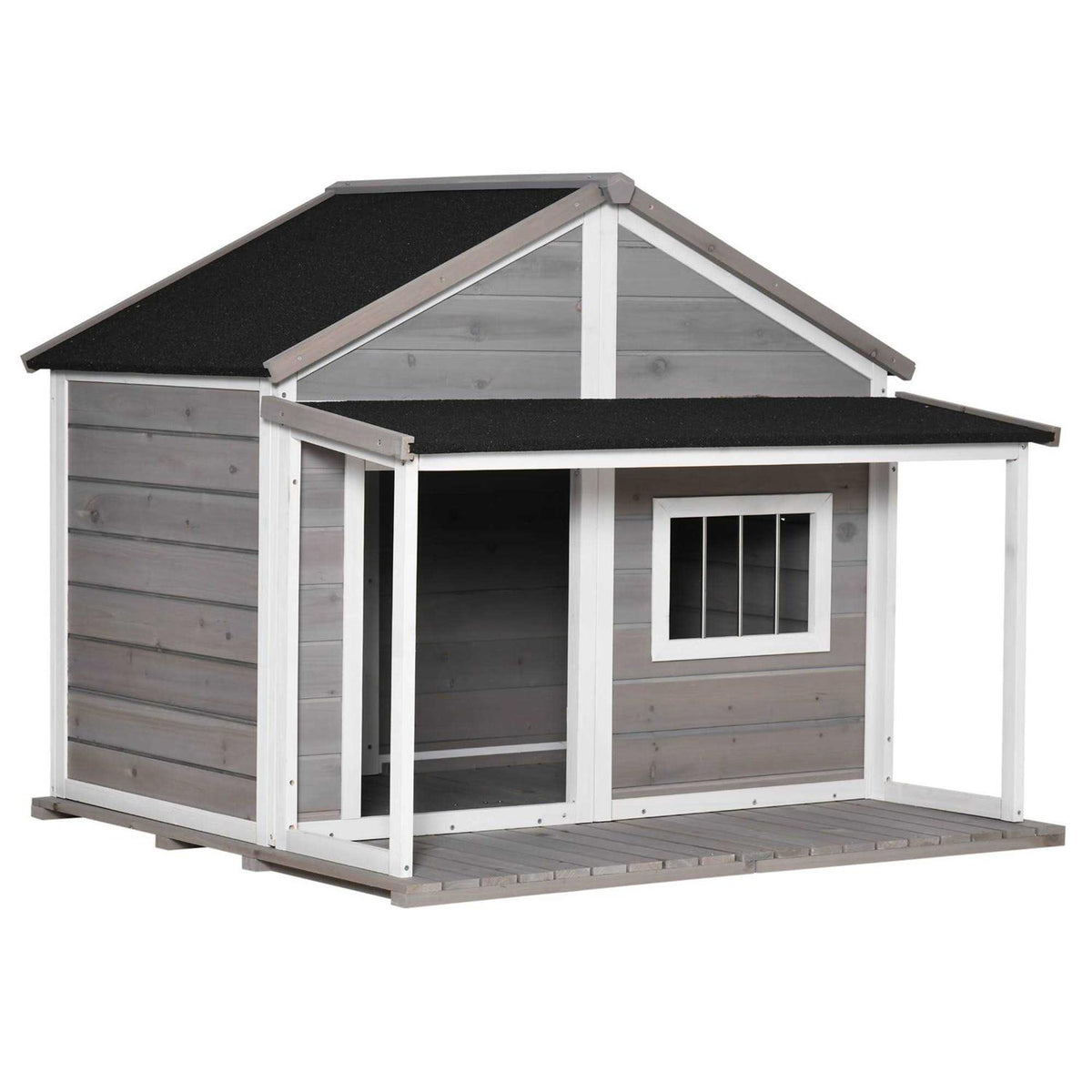 Wooden Raised Dog House with Asphalt Roof V686021