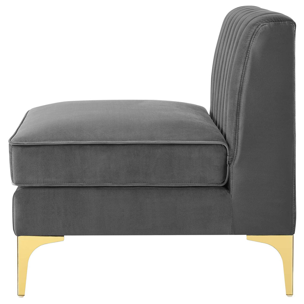 Gray Channel Tufted Performance Velvet Armless Chair A71000