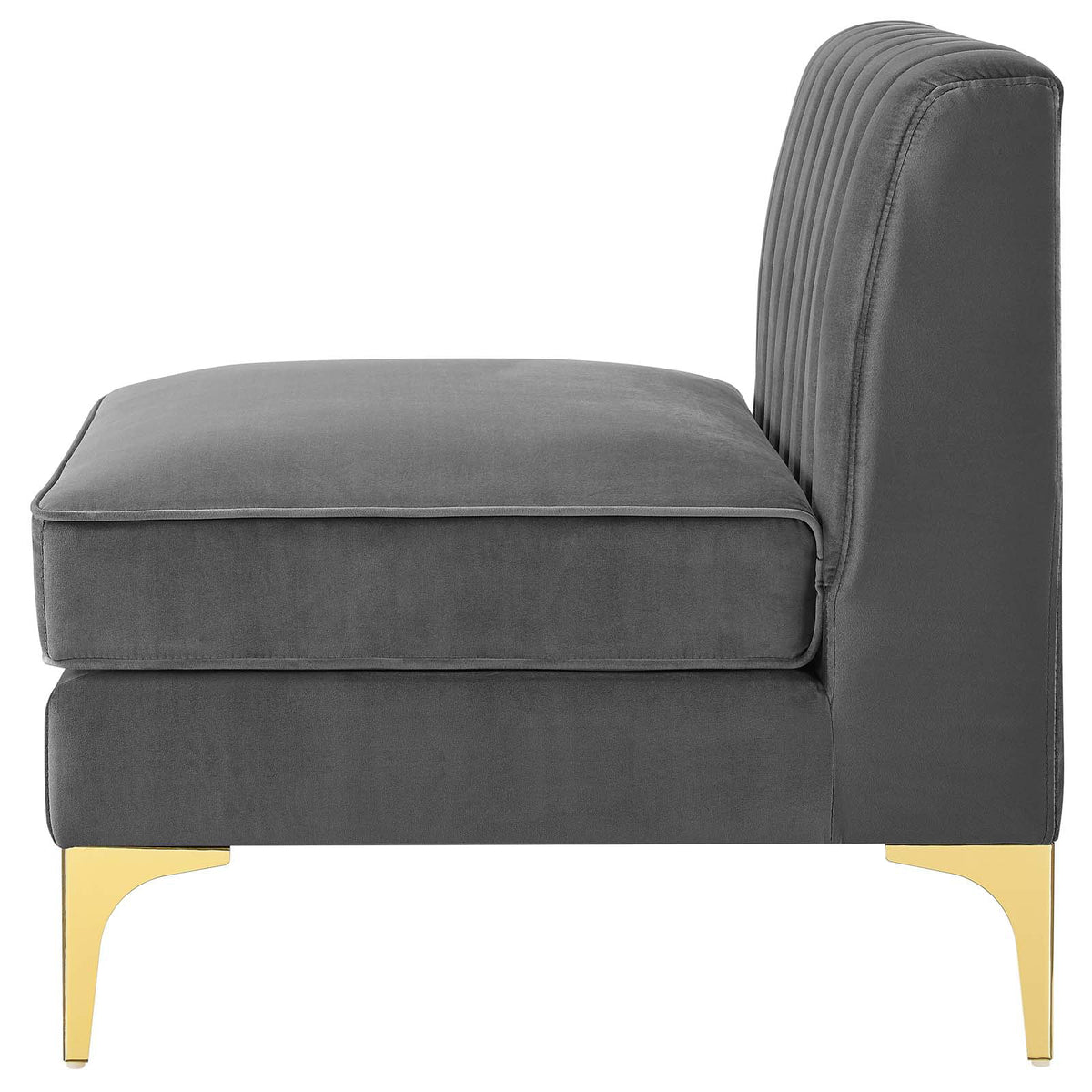 Gray Channel Tufted Performance Velvet Armless Chair A71000