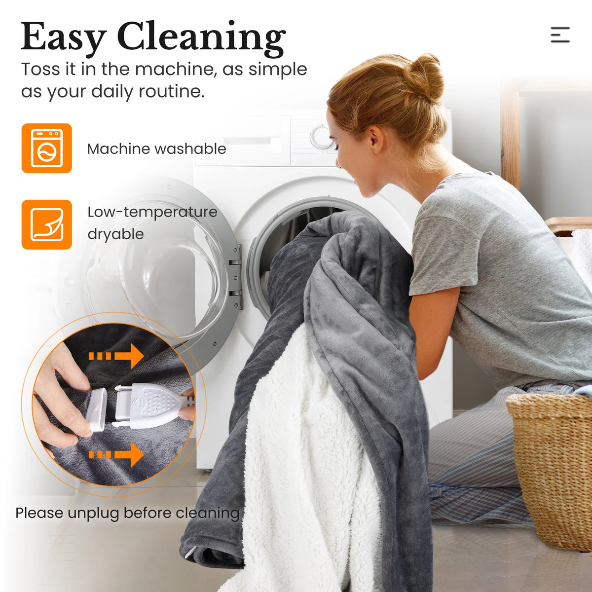 Queen Size Electric Heated Blanket Grey W57083