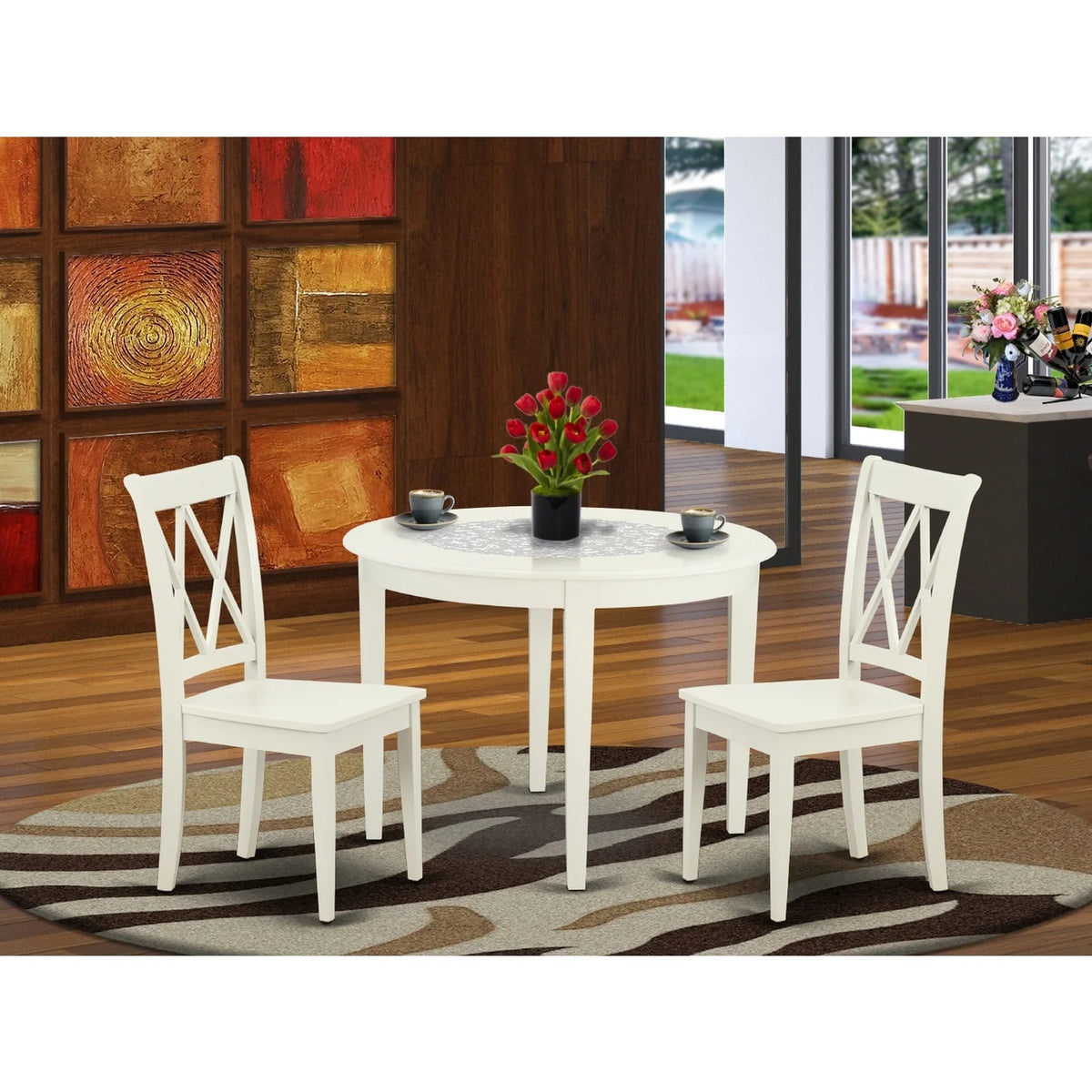 Round 42 Inch Table And 2 Double X Back Chairs V185689