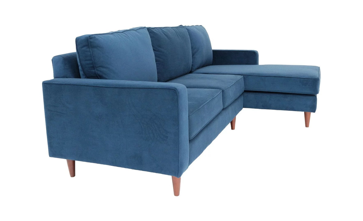 Blue L Shaped Sectional Sofa with Solid Wood Frame W139