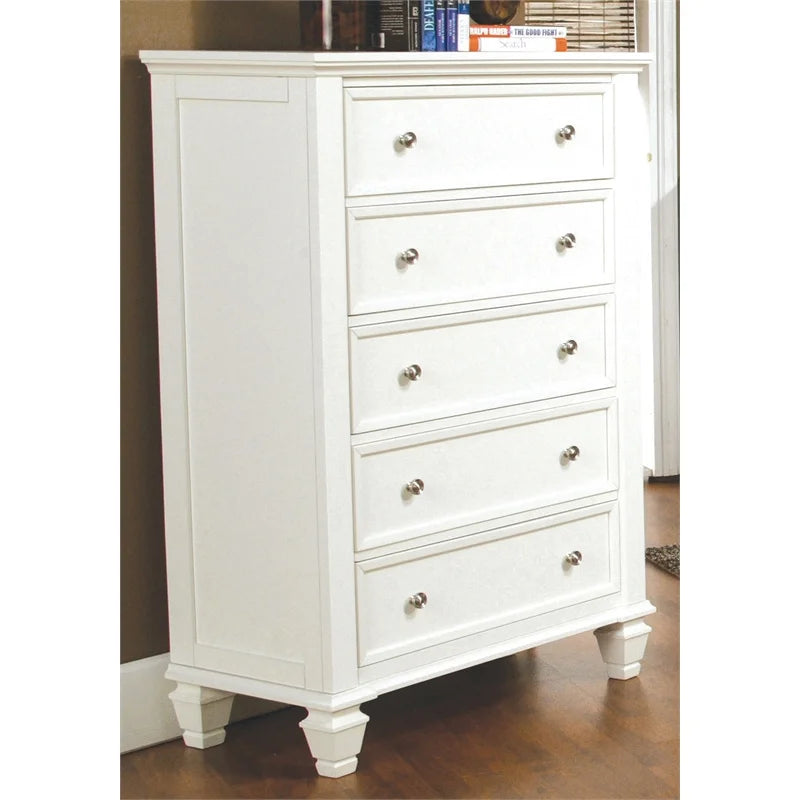 Cream White 5-drawer Rectangular Chest A696