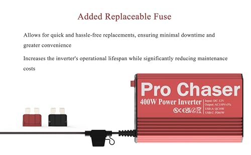 400W Vehicle Power Inverter, 12V DC to 110V AC, Dual AC Outlets, USB-A & USB-C Ports R3274