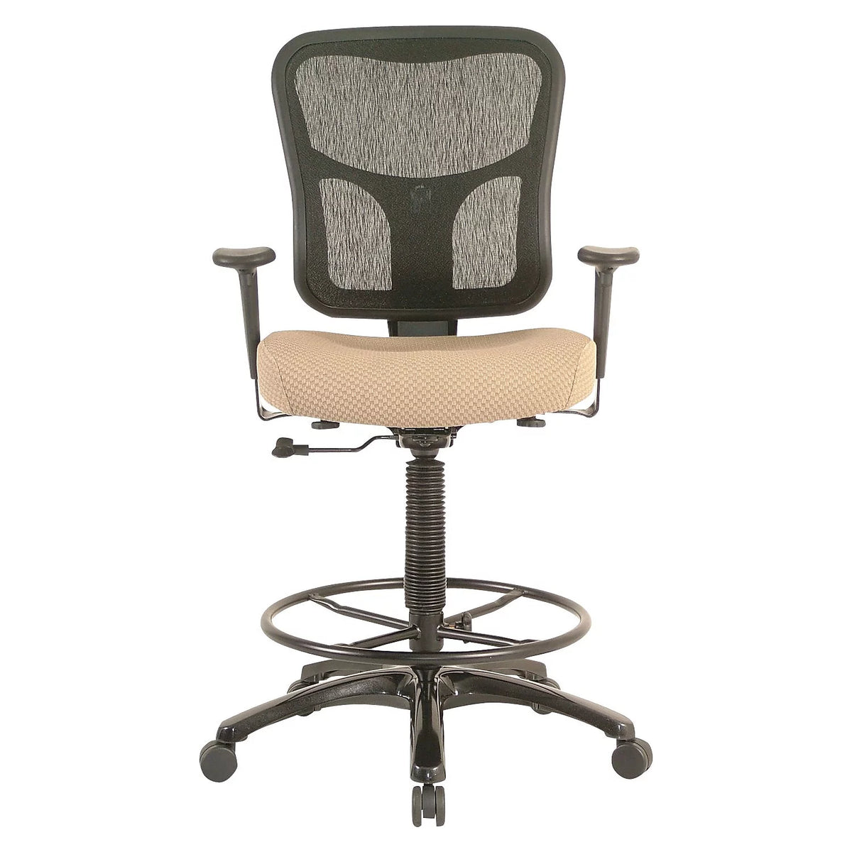 Ergonomic Fabric Mid-Back Drafting Stool Beige C68266