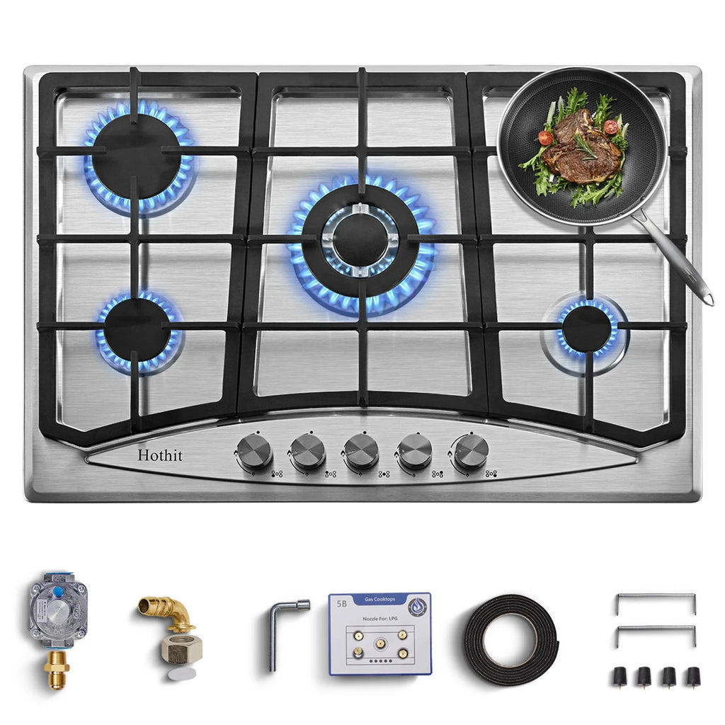 30 inch 5 Burner Stainless Steel Gas Cooktop V60618