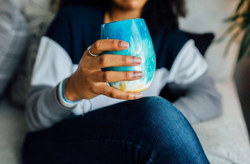 Beach Themed Stemless Wine Glass I242