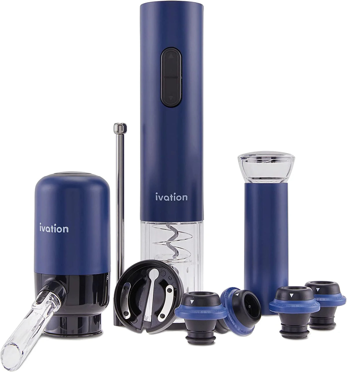 Wine Accessory Kit with Electric Bottle Opener, Aerator Dispenser, Preserver Pump, Cork Stoppers & Foil Cutter P697944
