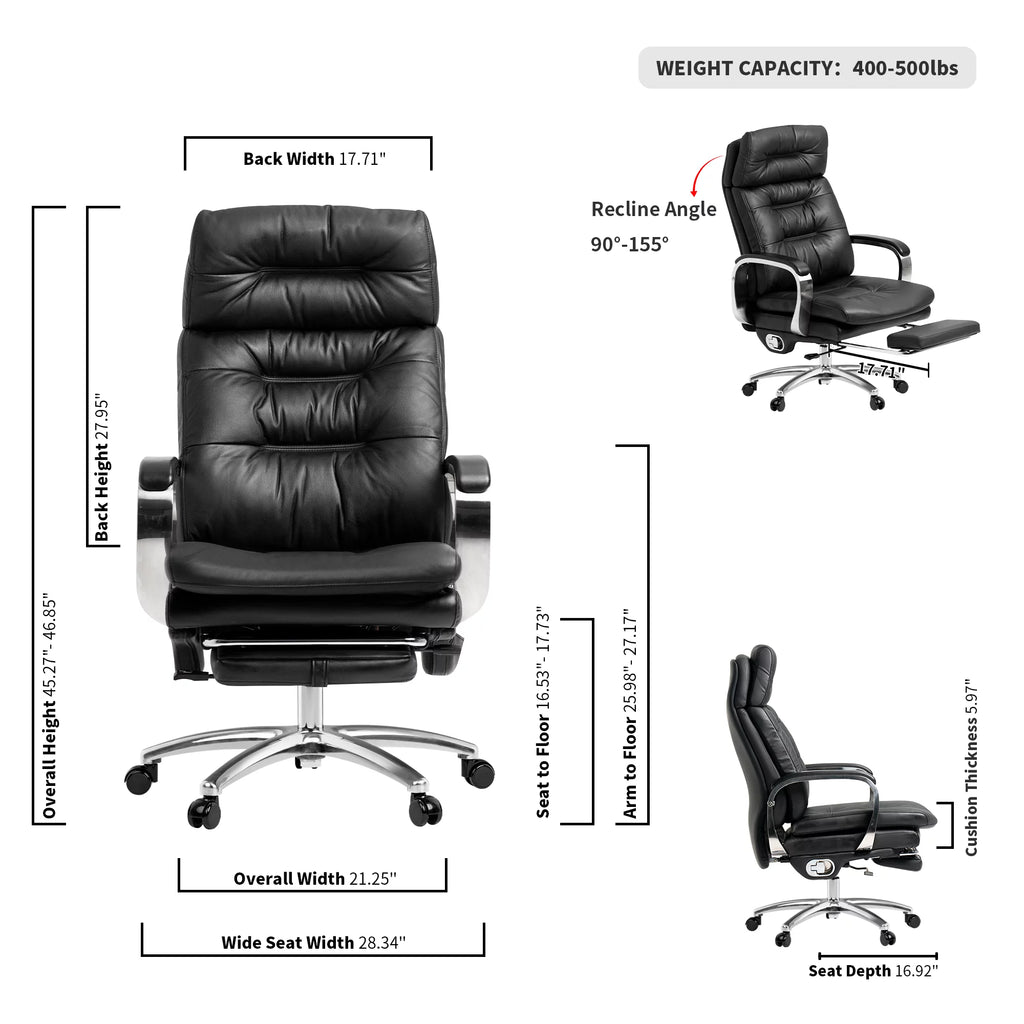 Massage Office Chair with Footrest Genuine Leather K219