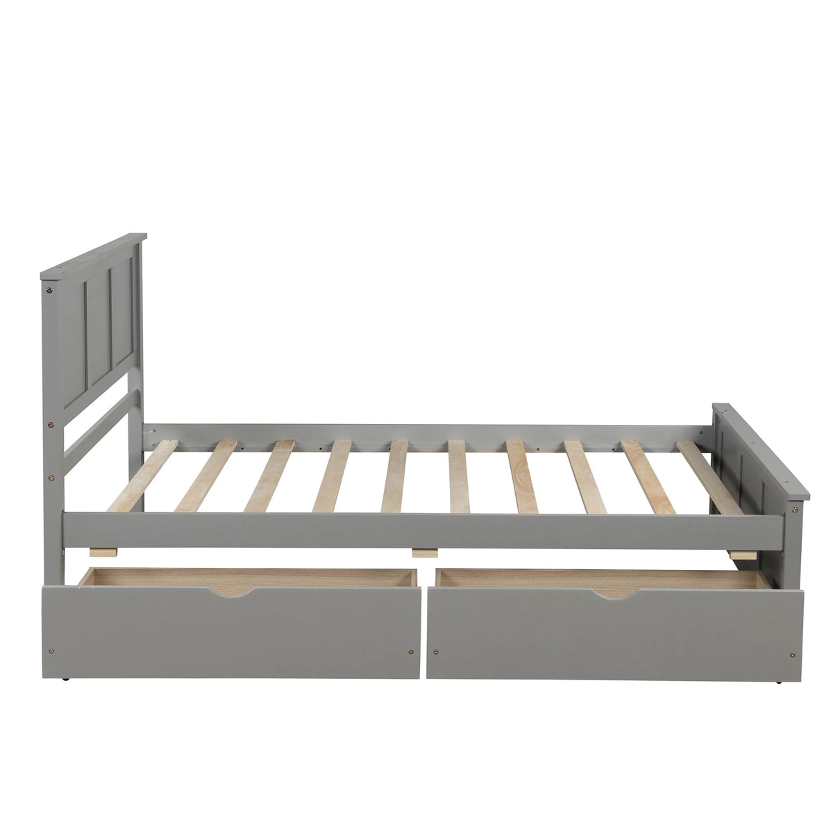 Twin Size Wood Platform Bed with Storage and Headboard D156