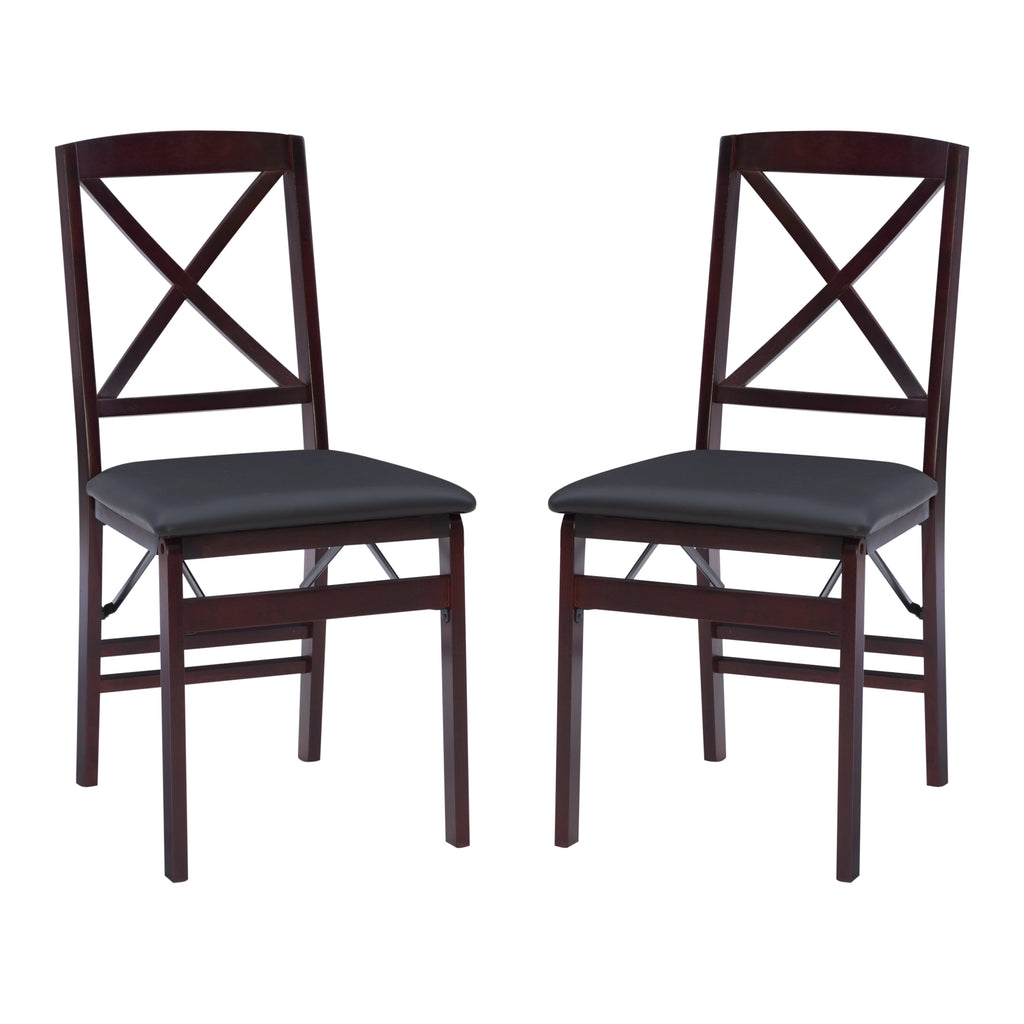 Folding Chair Set of 2 Dark Brown G457
