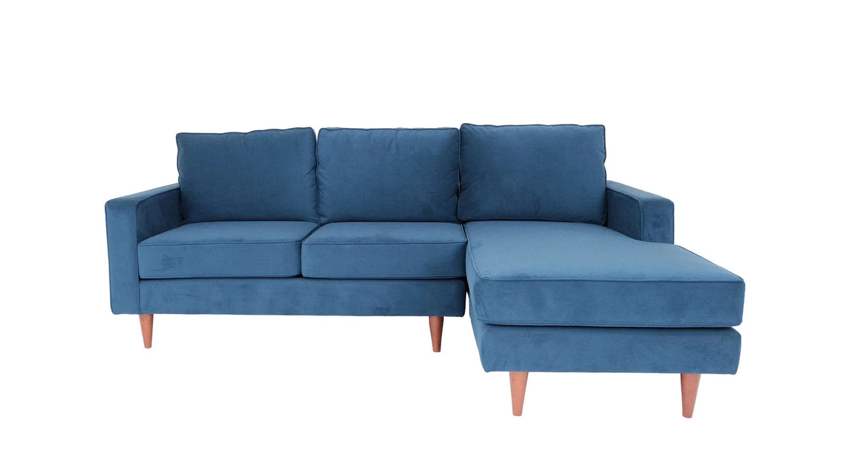 Blue L Shaped Sectional Sofa with Solid Wood Frame W139