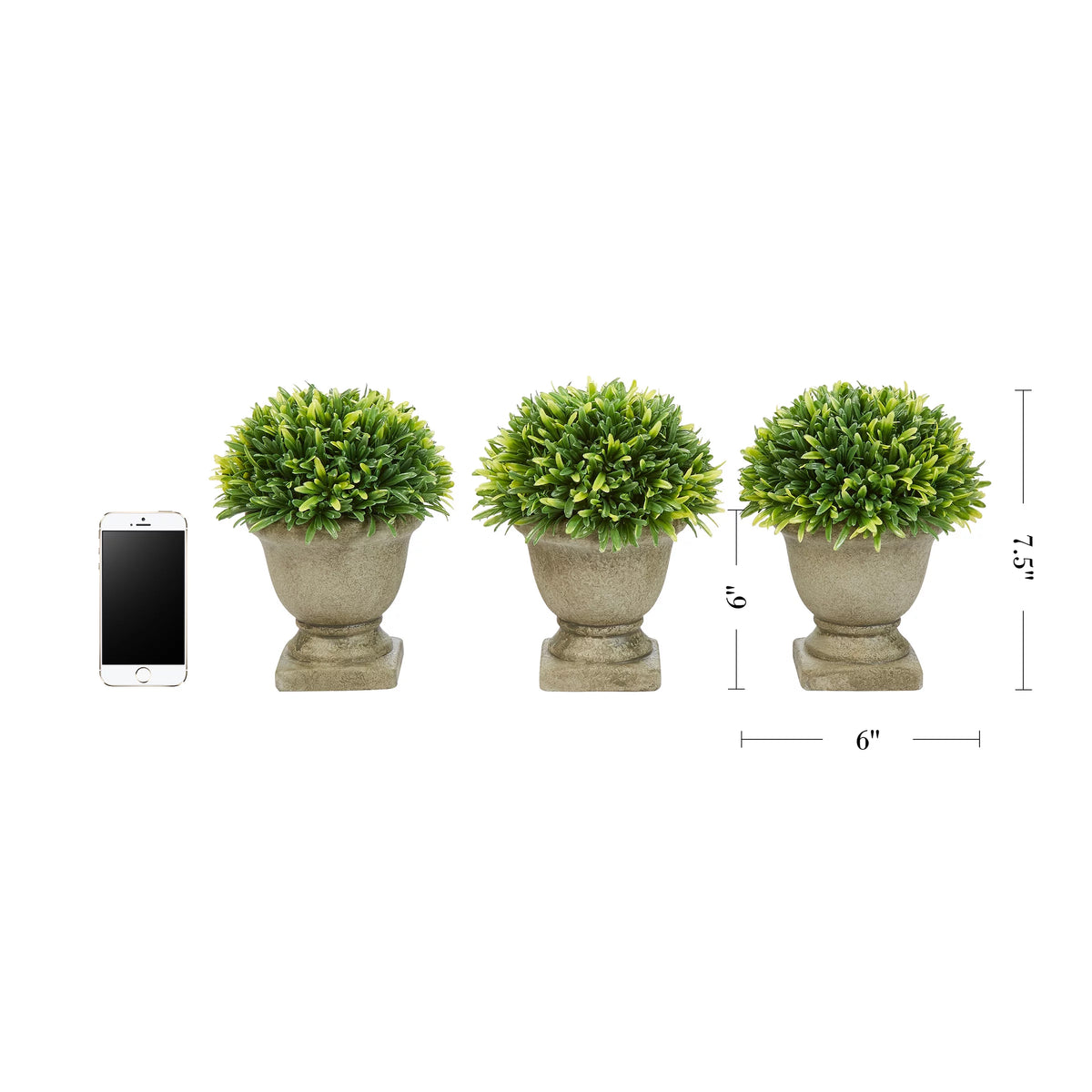 Artificial Podocarpus Grass Plant in Concrete Pot Set of 3 J988