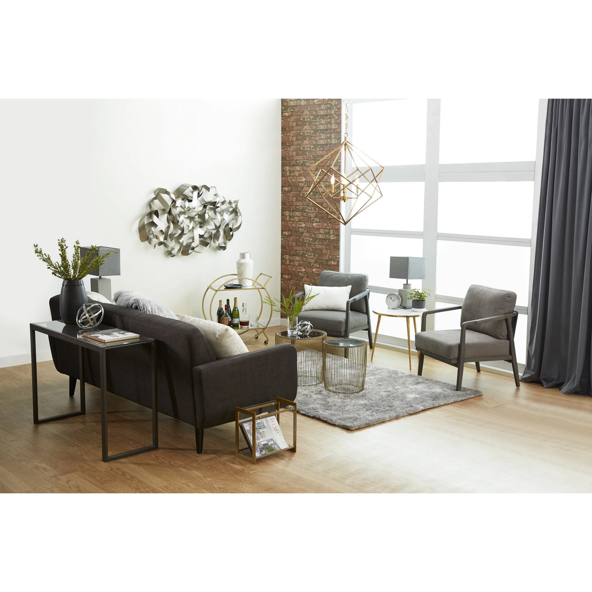 18" x 18" Gold Metal Accent Table with Glass Top, 2-Pieces G694632