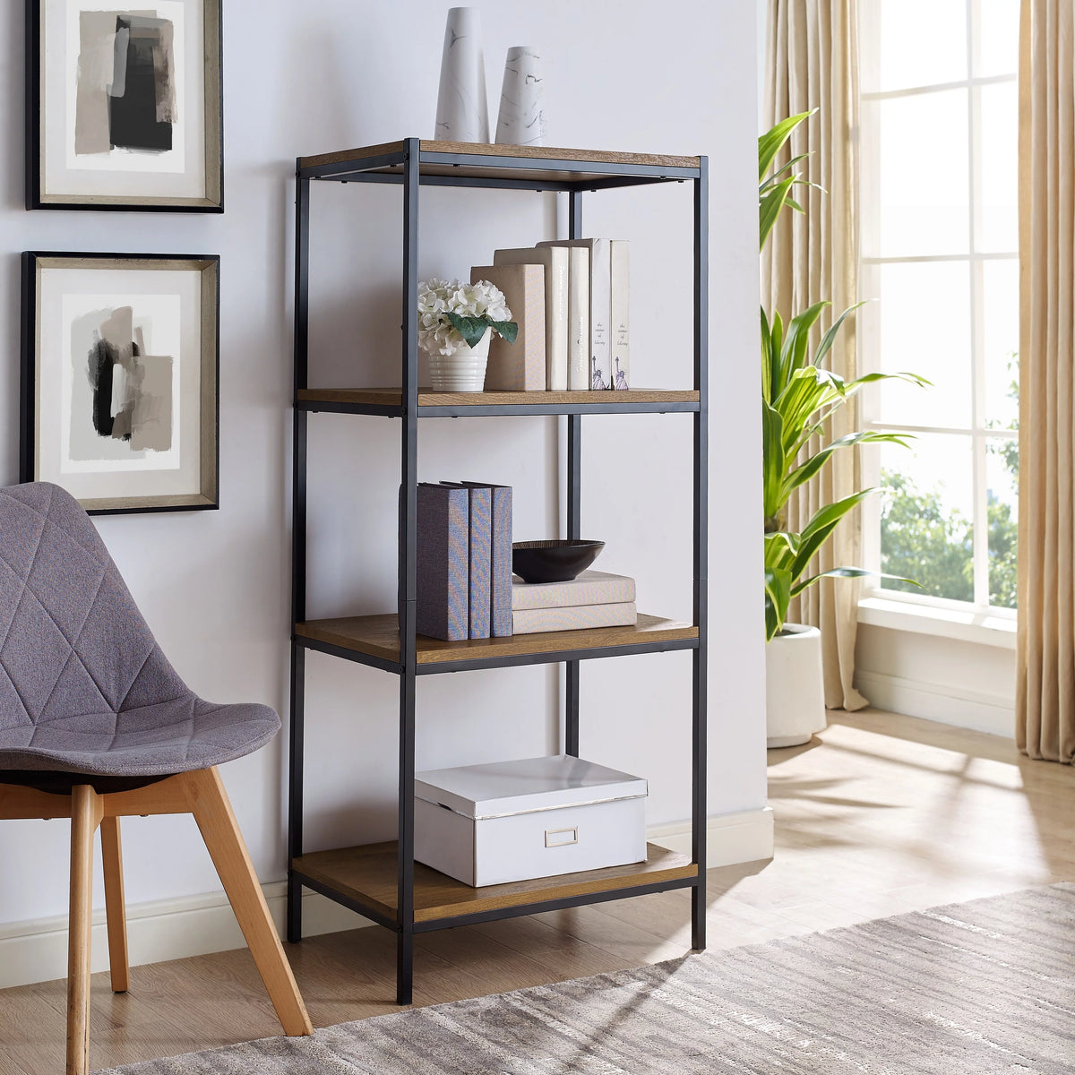 4 Tier Rustic Industrial Bookshelf M81014