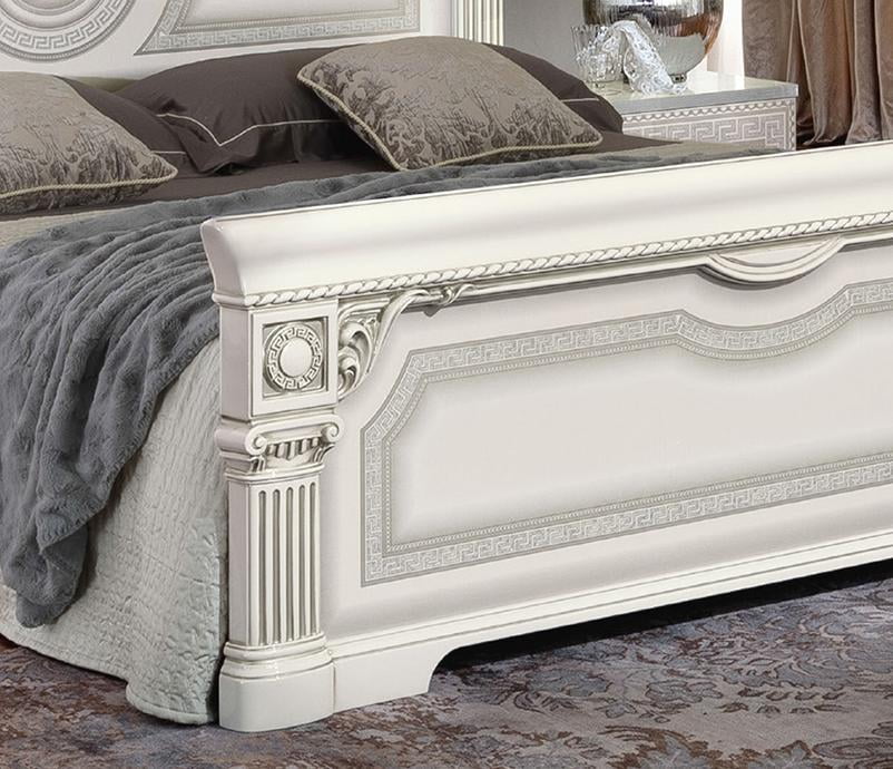 Glossy White Silver Finish Queen Bedroom Set 3Pcs S78274