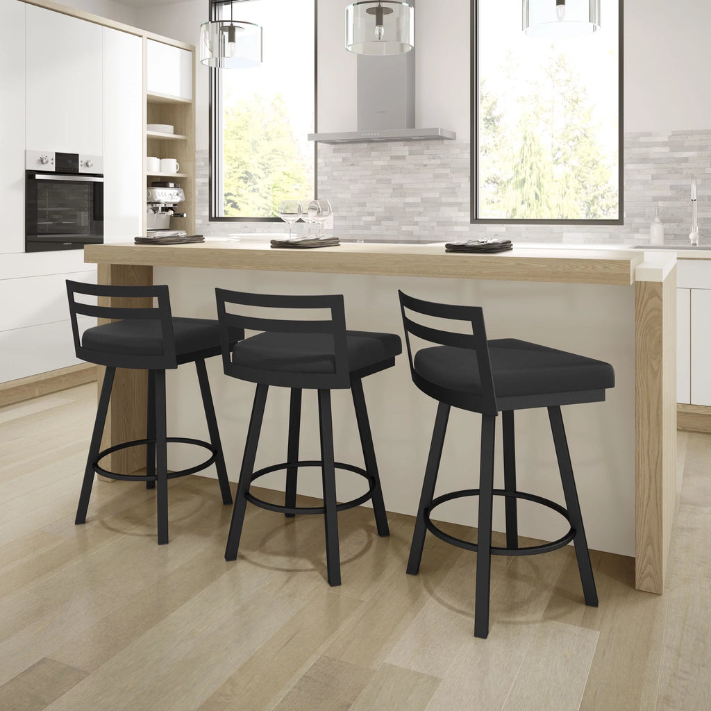 30 In. Swivel Bar Stool Black Faux Leather X2697